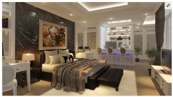 Bedrooms decorated by marble stone